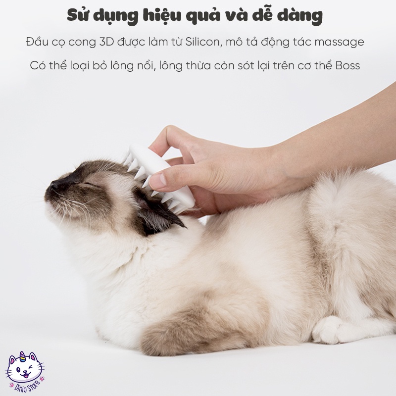 Lược chải lông thừa và massage cho mèo - Chất liệu Silicon mềm mại - Diniopet