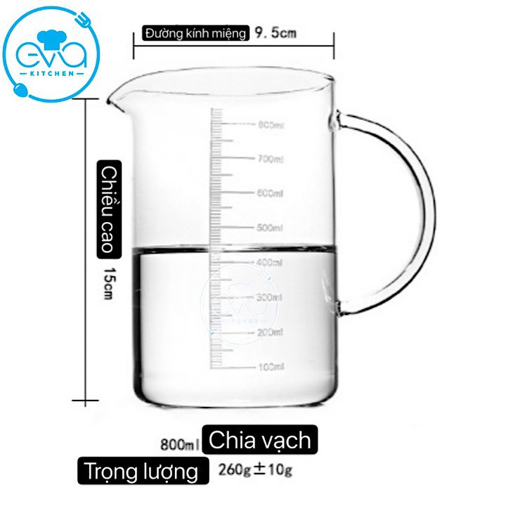 Ly Thuỷ Tinh Chịu Nhiệt Chia Vạch Đo Lường 800 Ml