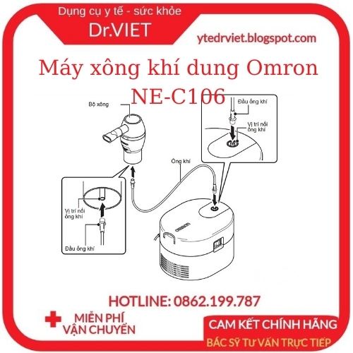 Máy xông khí dung Omron NE-C106 10ml nhỏ gọn, dễ thao tác - Thích hợp xông tại nhà các bệnh về đường hô hấp-DrViet