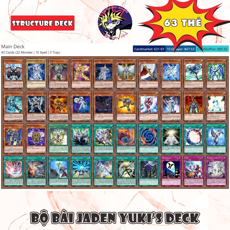 Bộ Bài Jaden Yuki Deck 63 thẻ.