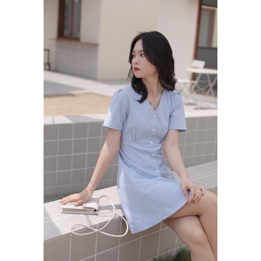 Váy đũi thô cột dây eo thanh lịch nhẹ nhàng nữ tính