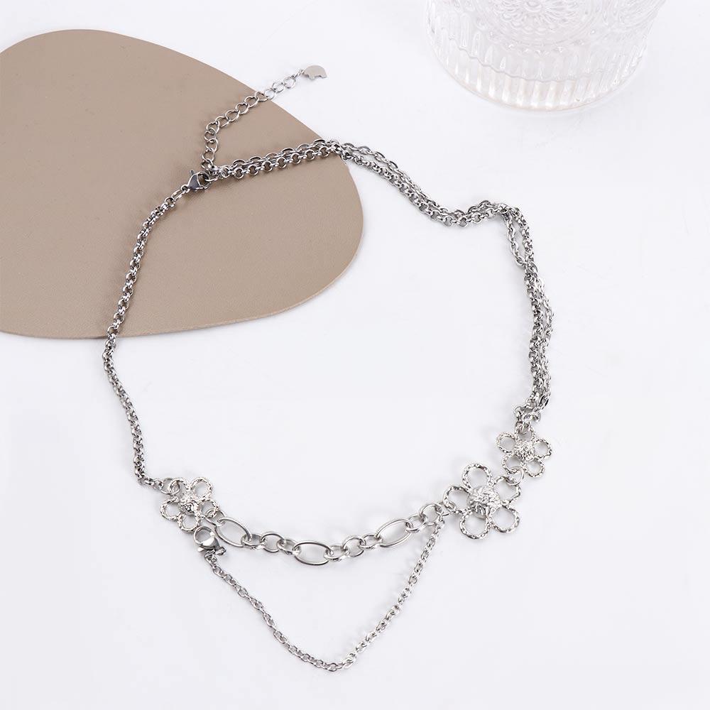 CLEOES Vòng cổ Thép Titan Mặt Hoa Đơn Giản Thời Trang Cho Nữ