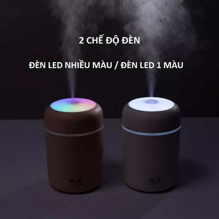 Máy Phun Sương Tạo Độ Ẩm Xông Tinh Dầu Kiêm Đèn Led 7 Màu Cực Xinh, Máy Tạo Độ Ẩm Phun Sương Mini