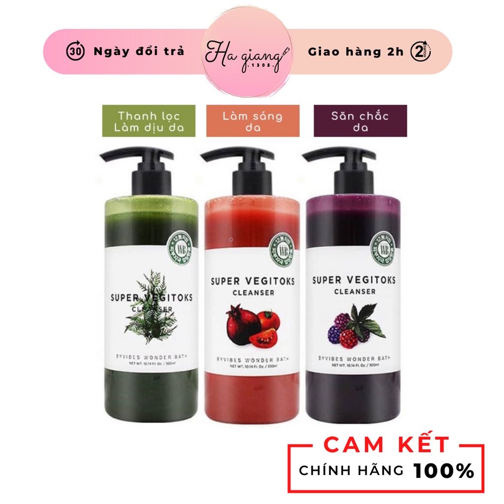 Sữa rửa mặt rau củ Super Vegitoks Cleanser tác dụng 3 trong 1 tẩy trang ,rửa mặt, mặt nạ thải độc