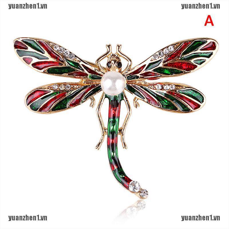 [YUANZHEN1] Trâm Cài Áo Hình Chuồn Chuồn Đính Pha Lê Phong Cách Vintage
