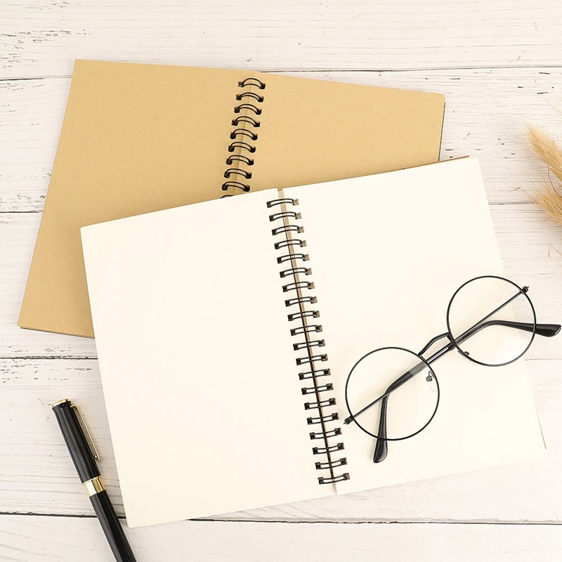 Sổ tay giấy kraft lò xo phong cách retro dùng để vẽ viết nhật ký