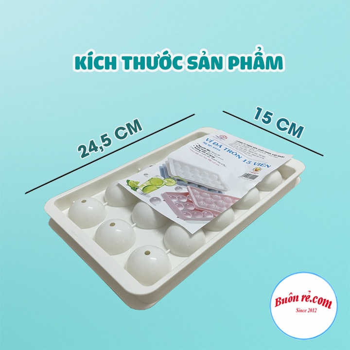 Khay đá tròn 15 viên Việt Nhật 6979 có nắp đậy - Khuôn làm thạch hình tròn đẹp mắt 01349