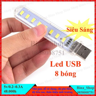 Đèn LED USB 8 Bóng Trong Suốt Siêu Sáng
