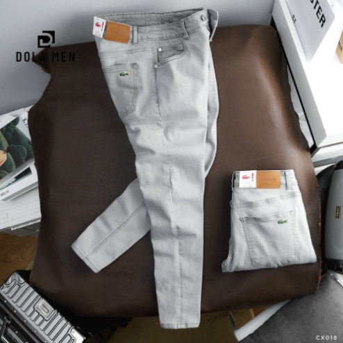 Quần Jean Nam LACOSTE CX018 BASIC Màu Xám Nhạt Form SlimFit mềm mại co và giãn Hàng Xuất Xịn Có Big Size