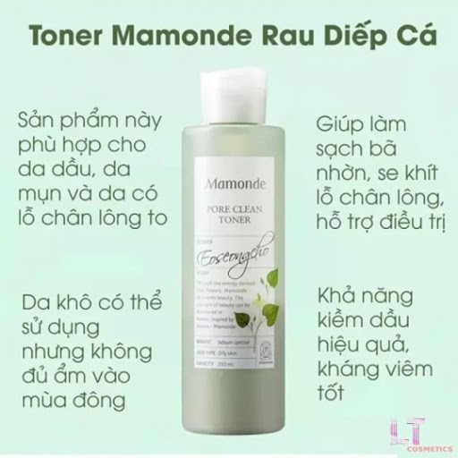 Nước Hoa Hồng Mamonde Toner Diếp Cá Màu Xanh Cho Da Dầu Mụn 250ml