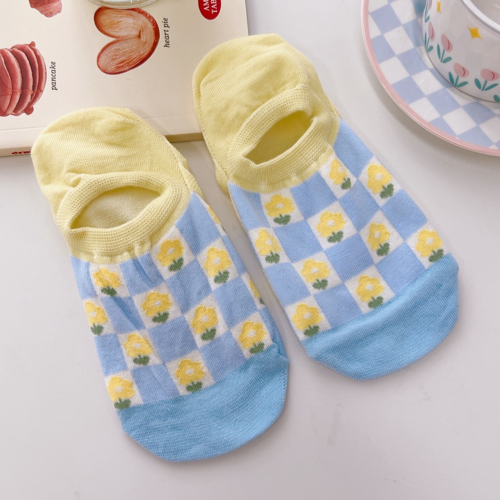 Vớ Miệng Nông Chống Trượt Không Phai Thêu Họa Tiết Dễ Thương Phong Cách Nhật Bản