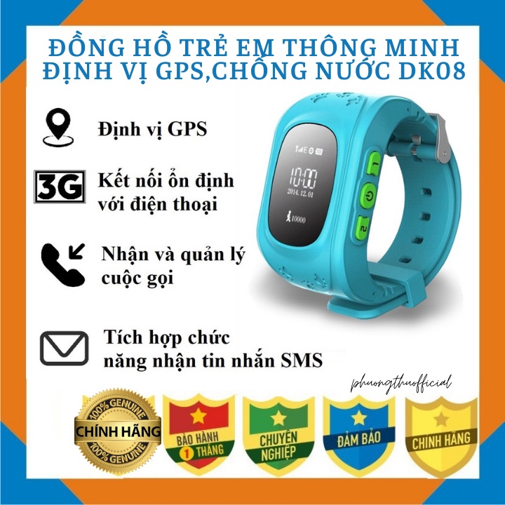 Đồng Hồ Trẻ Em Thông Minh Định Vị GPS,Chống Nước DK08,Hỗ Trợ Phần Mềm Tiếng Việt-Tiện Ích Cho Phụ Huynh