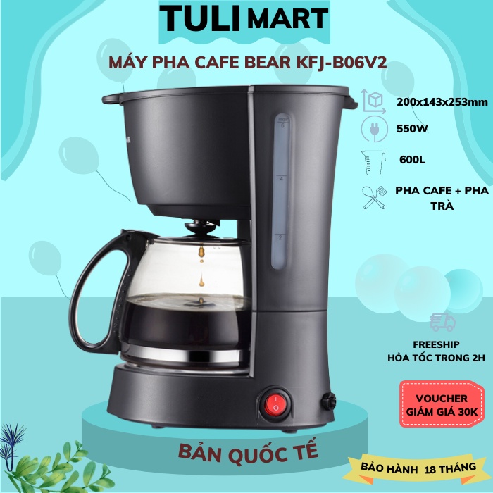 Máy pha cà phê/cafe mini Bear B06V2(Bản Quốc Tế), dùng pha coffe, trà dưỡng sinh , phù hợp với gia đình, BH 18 tháng