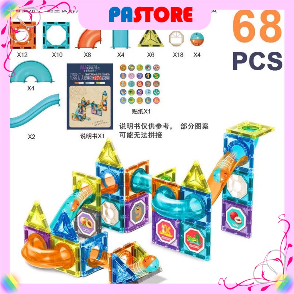 ⚡BÁN LỖ XIN 5 SAO⚡Bộ đồ chơi xếp hình nam châm thông minh thả bi Magnetic 42,68,98 chi tiết cho bé 3,4,5,6 tuổi