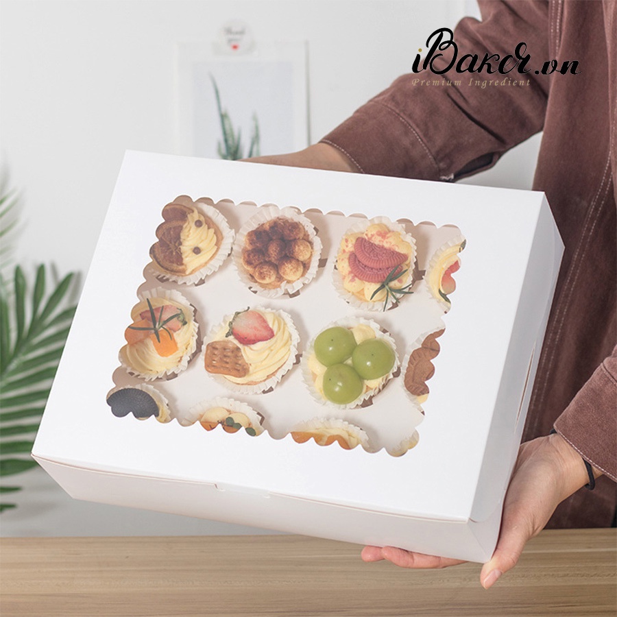 Hộp Cupcake 12 Bánh Mở Nắp 25x32,5x9cm