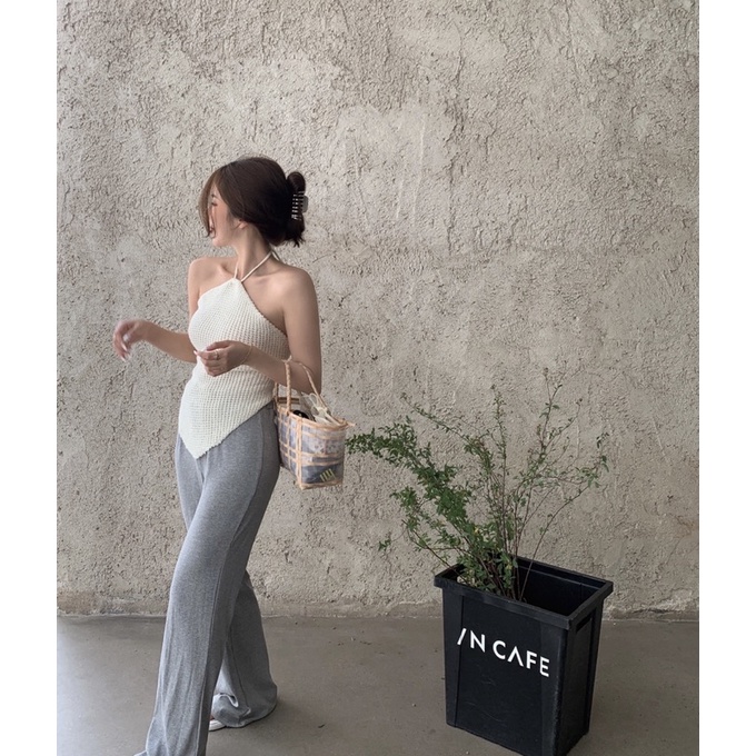 Áo cổ yếm hở lưng cột dây Ulzzang