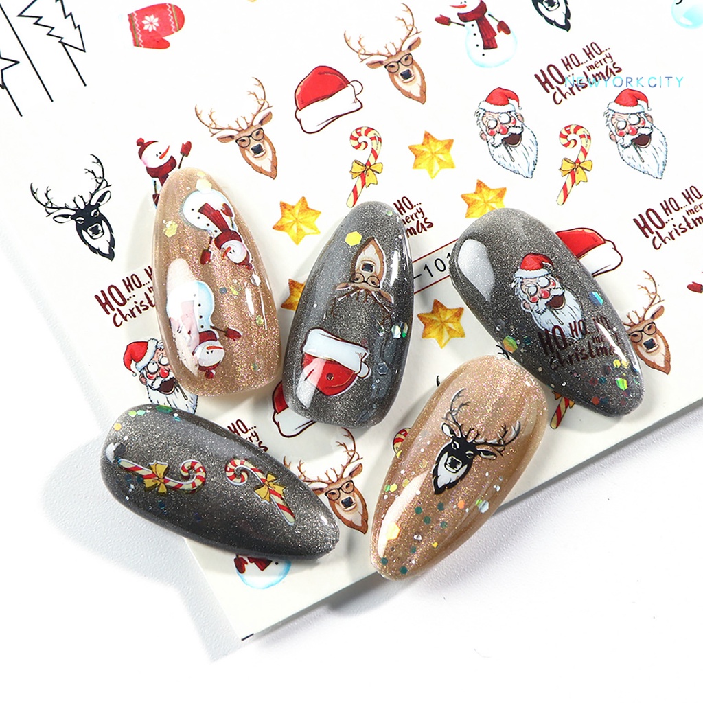 Miếng Dán Móng Tay Họa Tiết Giáng Sinh 3D Độc Đáo