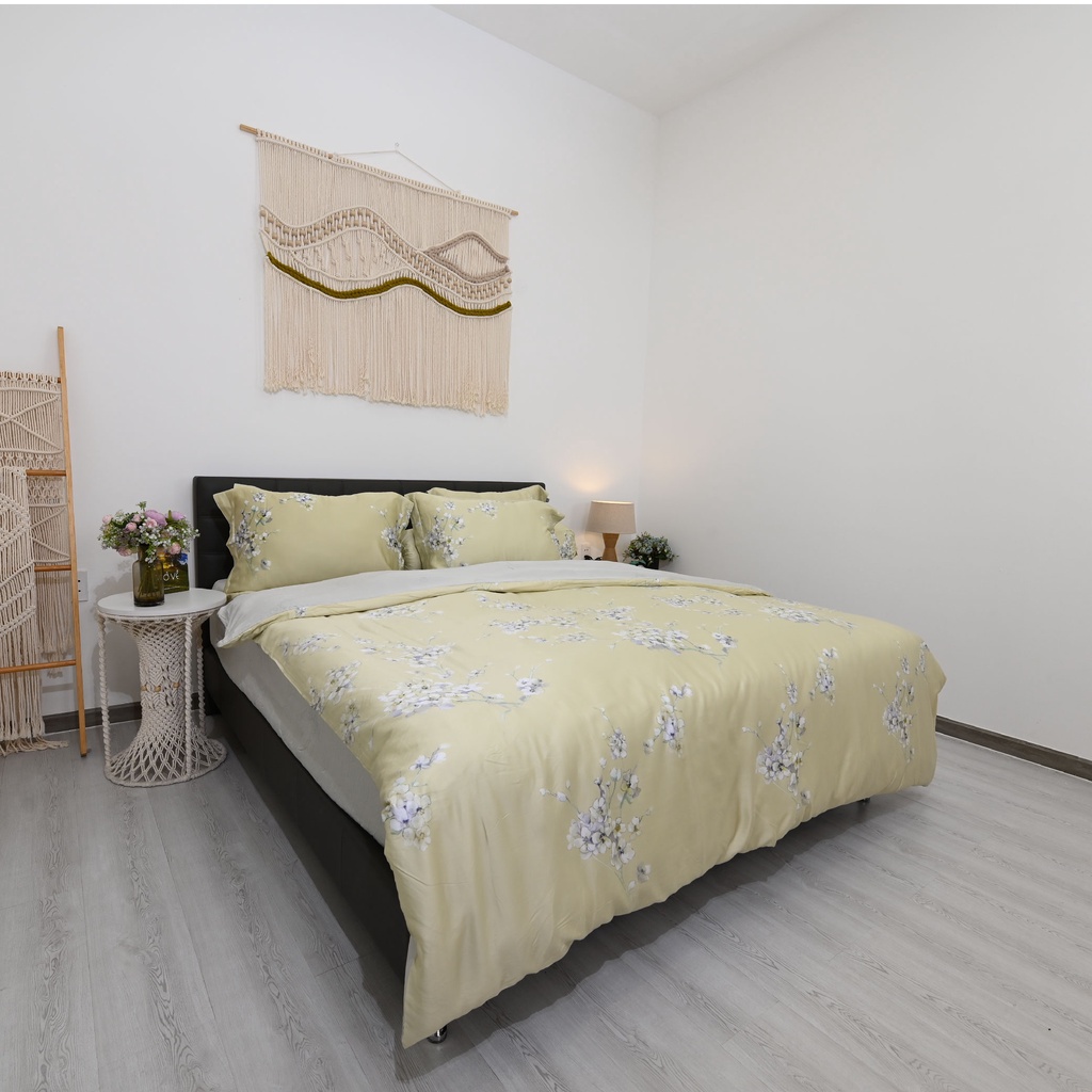 Bộ 5 món drap, áo gối NIN Tencel 800 - màu vàng nhạt Audora (không kèm mền)