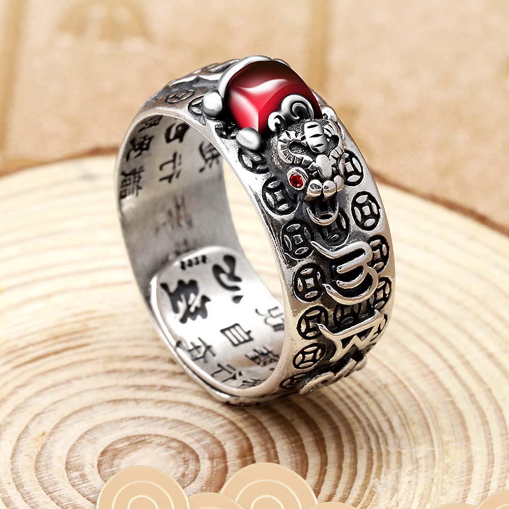Nhẫn Phong Thủy Pixiu Cổ Điển Có Thể Điều Chỉnh Kích Cỡ Cho Nam