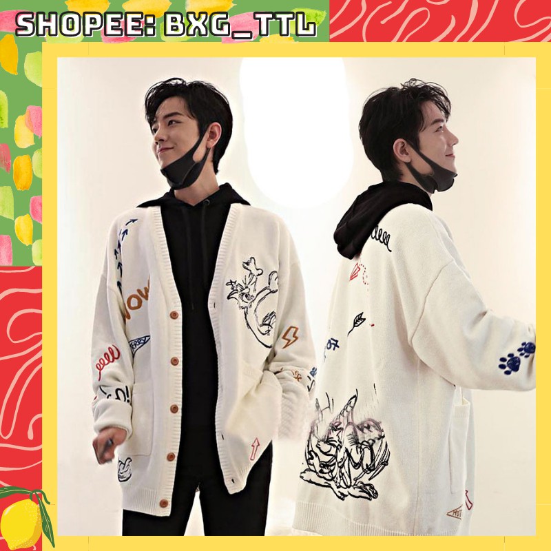 KHOÁC LEN CARDIGAN TIÊU CHIẾN - ÁO LEN TIÊU CHIẾN - KHOÁC CARDIGAN TOM & JERRY XIAO ZHAN