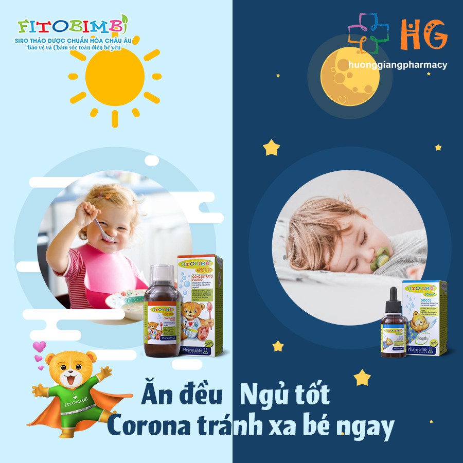 Fitobimbi Sonno, Thảo dược giúp bé ngủ ngon, ngủ sâu giấc, giảm căng thẳng thần kinh ở trẻ, bổ sung vitamin cho trẻ