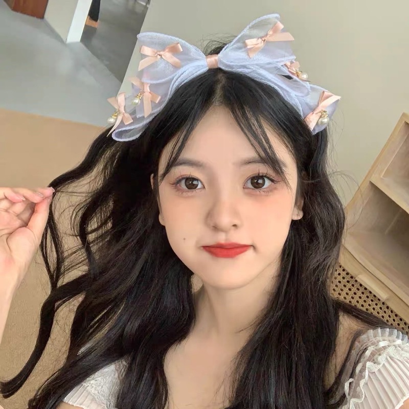 Bờm tóc lolita voan bèo phối nơ siêu xinh mã LHG-9