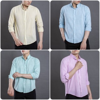 Áo sơ mi nam dài tay vải linen mềm mát 4lucky 797