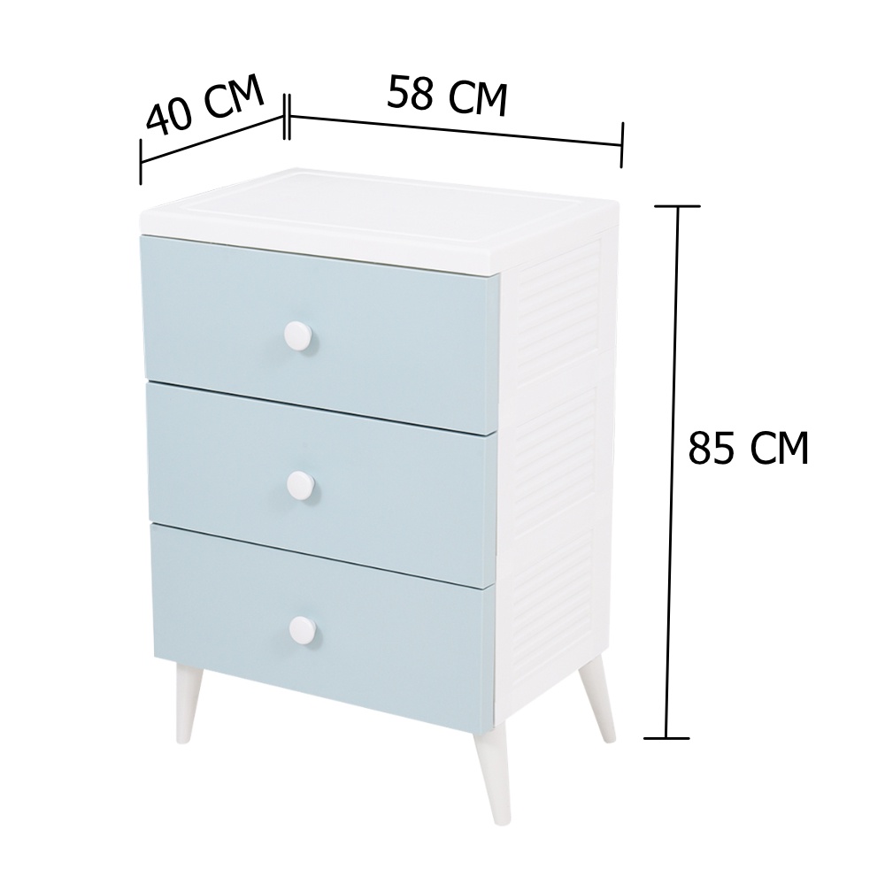HomeBase STACKO Ngăn kéo nhựa 3 tầng VIVE W58xD40xH85 Cm màu xanh dương