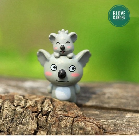 Phụ kiện tiểu cảnh mẹ và con Gấu nhỏ koala trang trí chậu cây mini, terrarium, hồ cá, bonsai, hòn non bộ, sen đá, xương