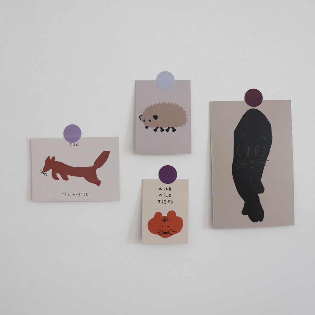 Set of 8 Unique Animal Poster Cards