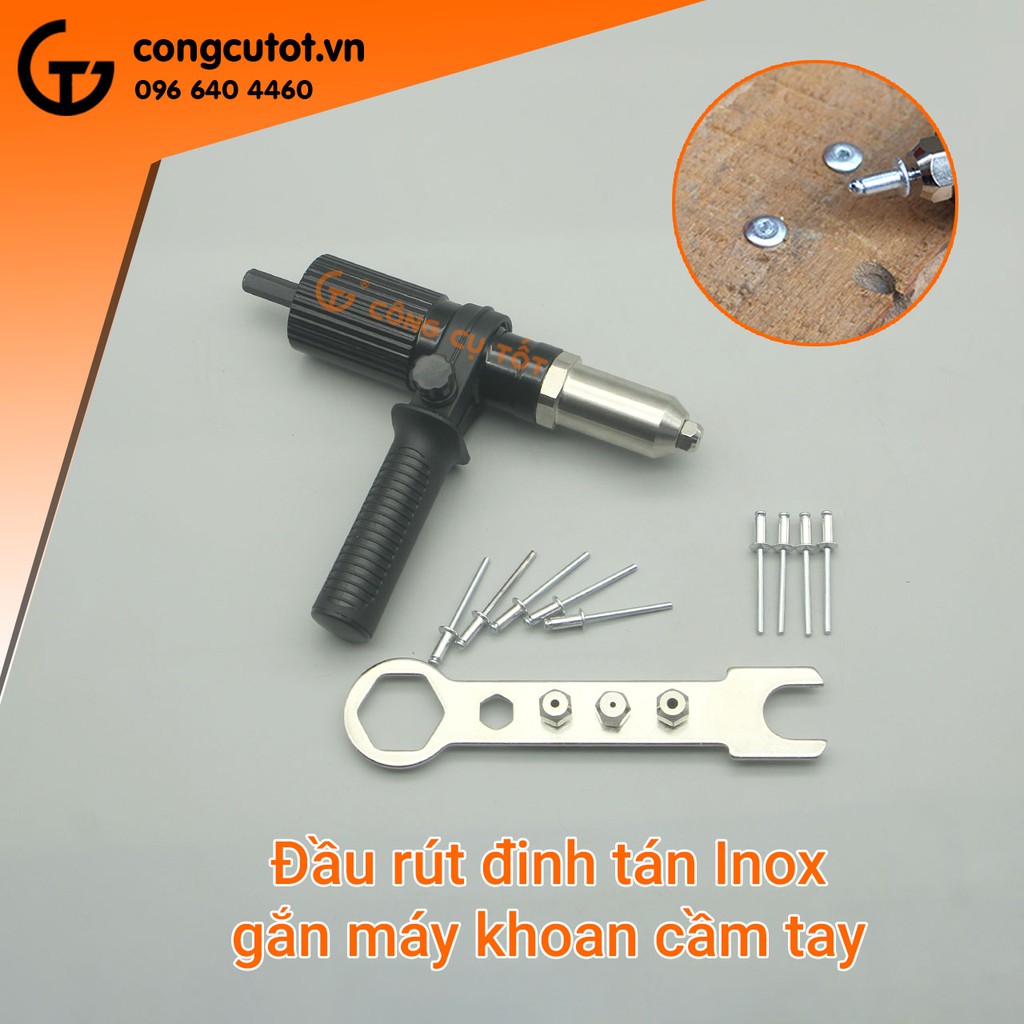 Đầu rút đinh tán gắn máy khoan tay cầm linh hoạt