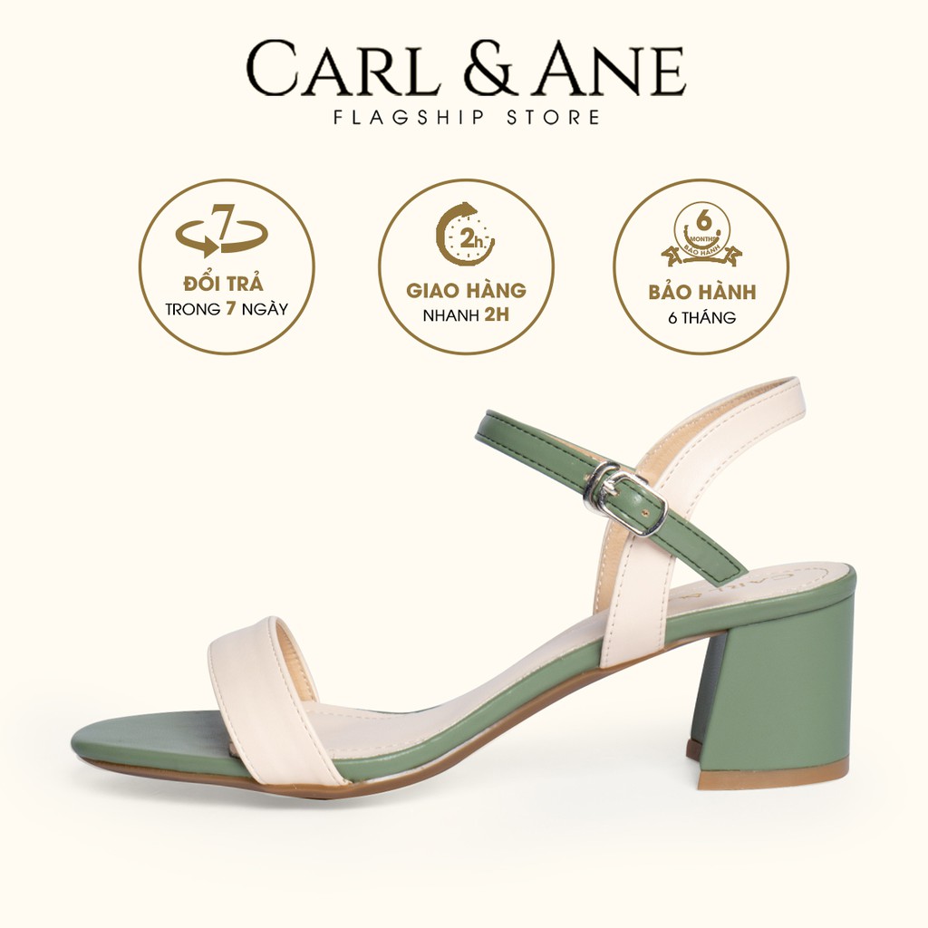 Carl & Ane - Giày sandal nữ phối dây cao 5cm màu kem phối xanh rêu_ CS004