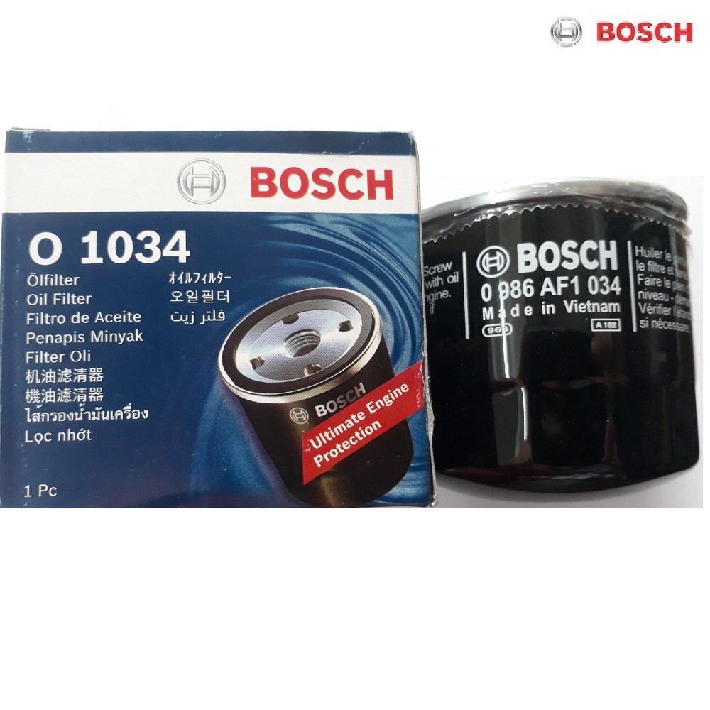 Lọc nhớt (dầu) động cơ  BOSCH O 1034 (Đen) dành cho  FORD, KIA, HYUNDAI, HONDA, MITSUBISHI theo đời xe khác nhau.