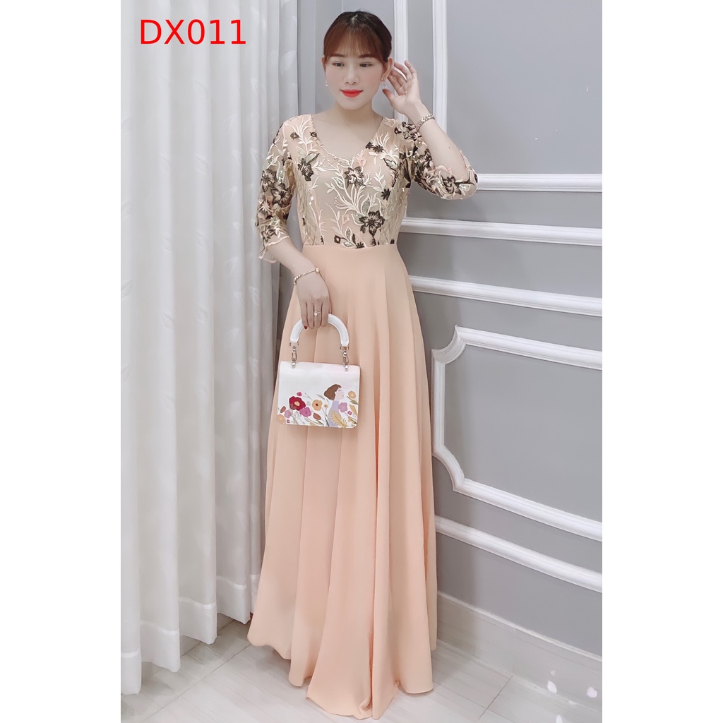 Đầm Nữ Thiết Kế Dạ Hội Đính Hoa Cao Cấp Siêu Hot - Váy Đầm Trung Niên 2022 - DX011