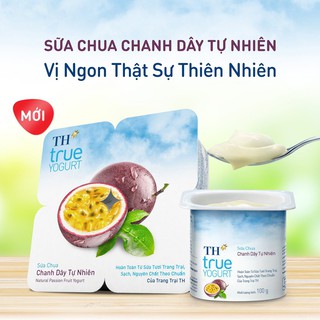TH*true YOGURT Lốc 4 hộp 100g Sữa chua ăn CHANH DÂY TỰ NHIÊN