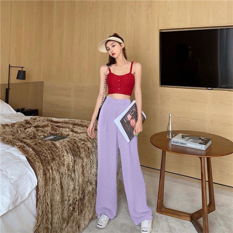 Quẩn ống rộng cạp cao quảng châu, Quần vải culottes công sở thời trang kiểu hàn lịch lãm