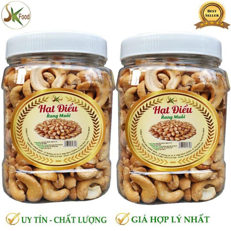 1KG HẠT ĐIỀU VỠ LOẠI NGON SK FOOD HSD 6 THÁNG-COMBO 2 HŨ 500G