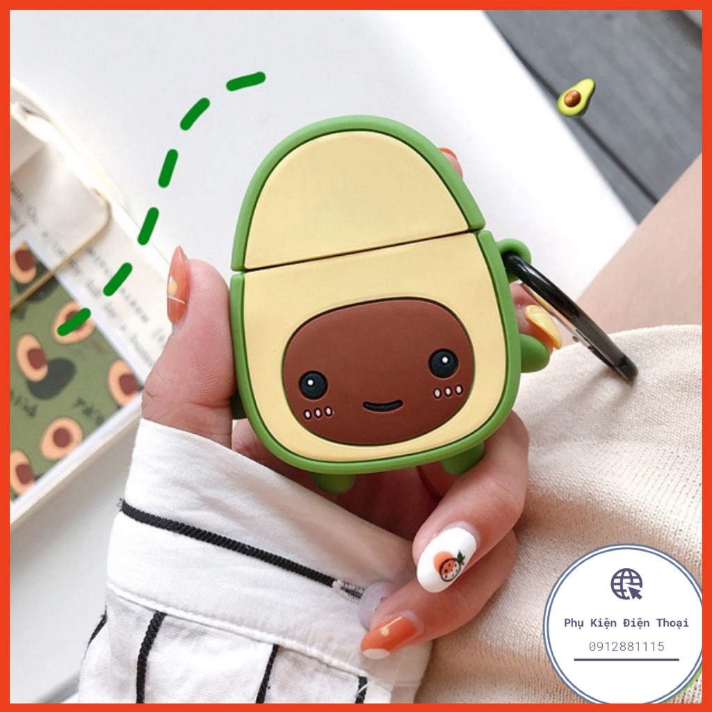 🥑 Case Quả bơ avocado 🥑 Vỏ bao Airpods 2 AirPod đựng tai nghe không dây i11 i12 i18 ... tặng kèm móc đeo ⚡Phụ Kiện