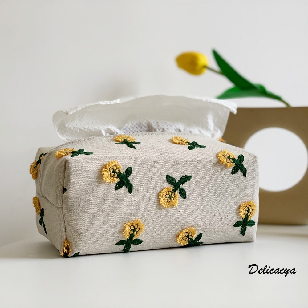 Hộp Đựng Khăn Giấy Bằng Vải Ba Chiều Sang Trọng Có Nắp Chống Bỏng Phong Cách Nhật Bản