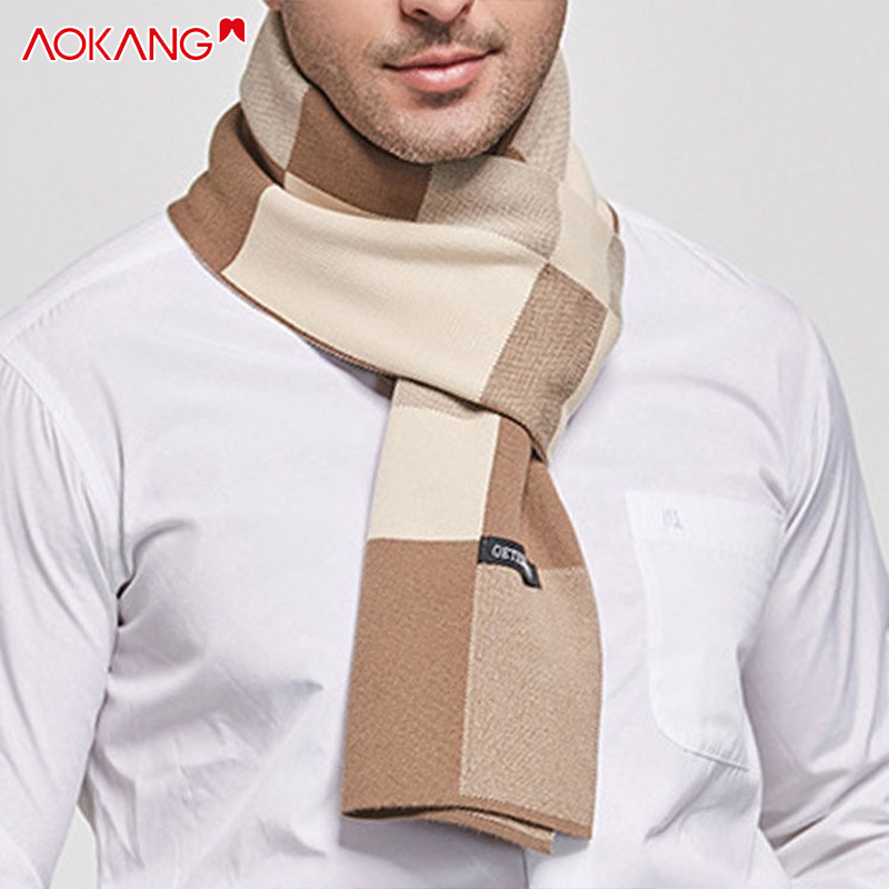 Khăn choàng cổ AOKANG chất liệu len cashmere nhân tạo kiểu mới phong cách thời trang mùa đông cho nam