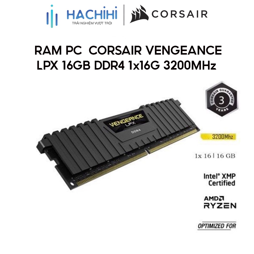 Bộ nhớ RAM dành cho PC CORSAIR VENGEANCE LPX 16GB DDR4 1x16G 3200MHz CMK16GX4M1E3200C16