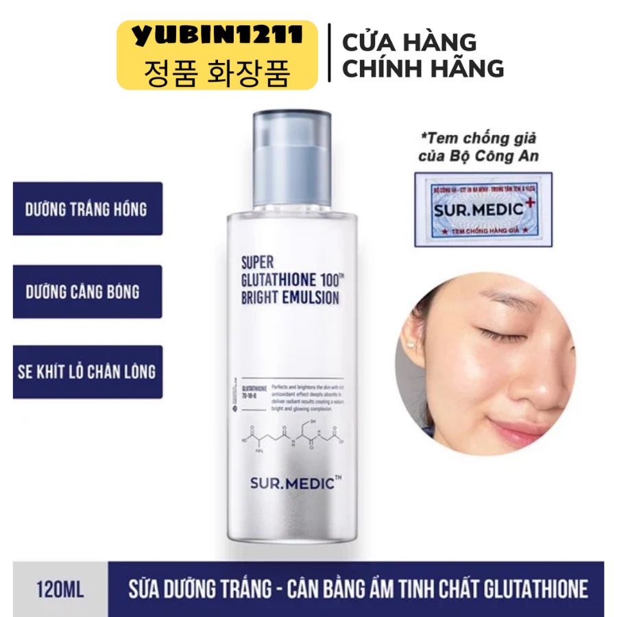 Sữa Dưỡng Trắng Da Sur Medic Super Glutathione 100 Bright Emulsion 120ml