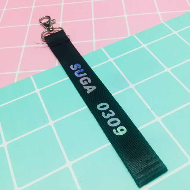 Nametag suga BTS halogram, strap Suga bts