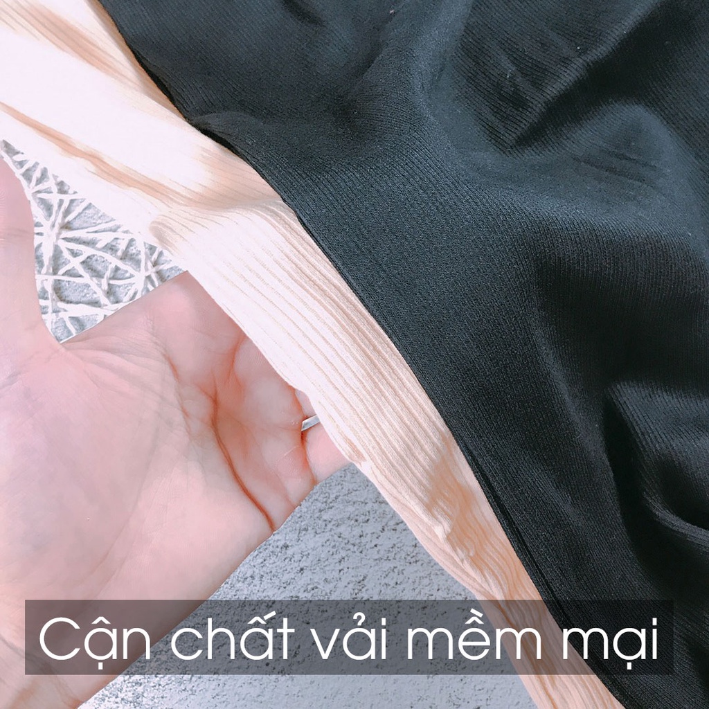 Váy body dáng dài qua gối, đầm body dáng ôm tay lỡ cổ tròn Basic chất thun gân V065