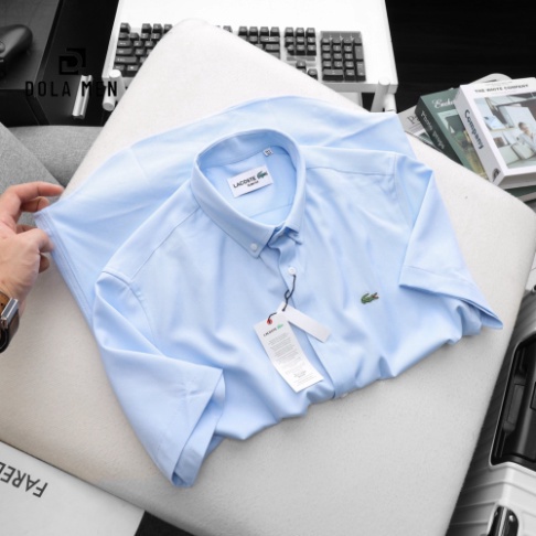 Áo Sơ Mi Nam Tay Ngắn Không Túi LACOSTE VẢI LỤA Hàng Xuất Xin Cao Cấp Dolamen