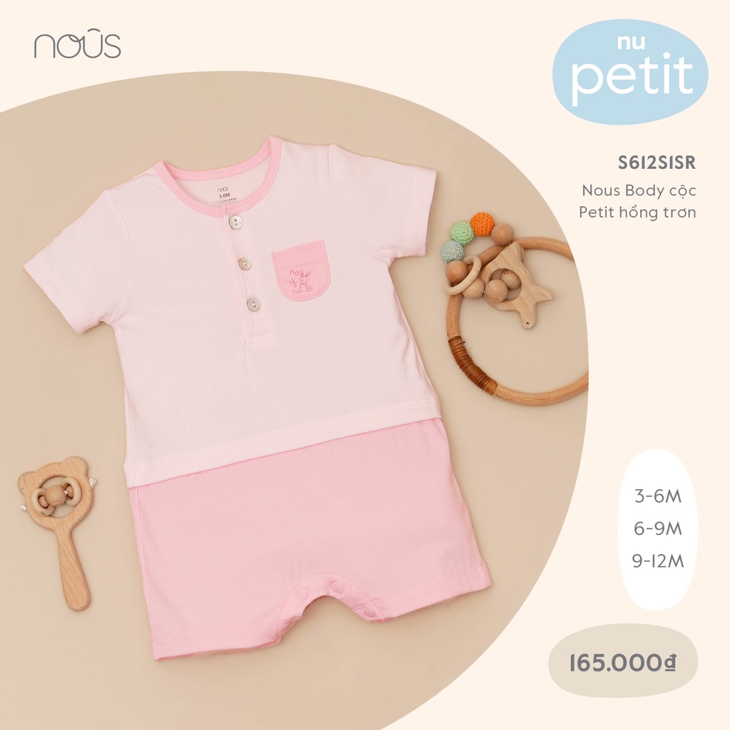 Bộ Quần Áo Cộc Liền Thân Cao Cấp Nous Màu Ghi Bé Gái - Chất Liệu Nu Petit Mềm Nhẹ (Size Từ 3-12M)