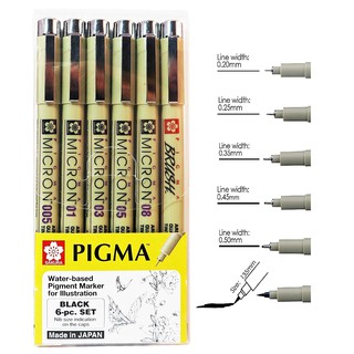 [ARBAT] Set 6 cây bút line Sakura Pigma Micron
