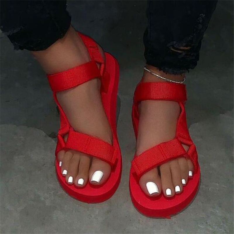 Women's Fashion Sandals Flat Buckle Beach Open Toe Casual Shoes