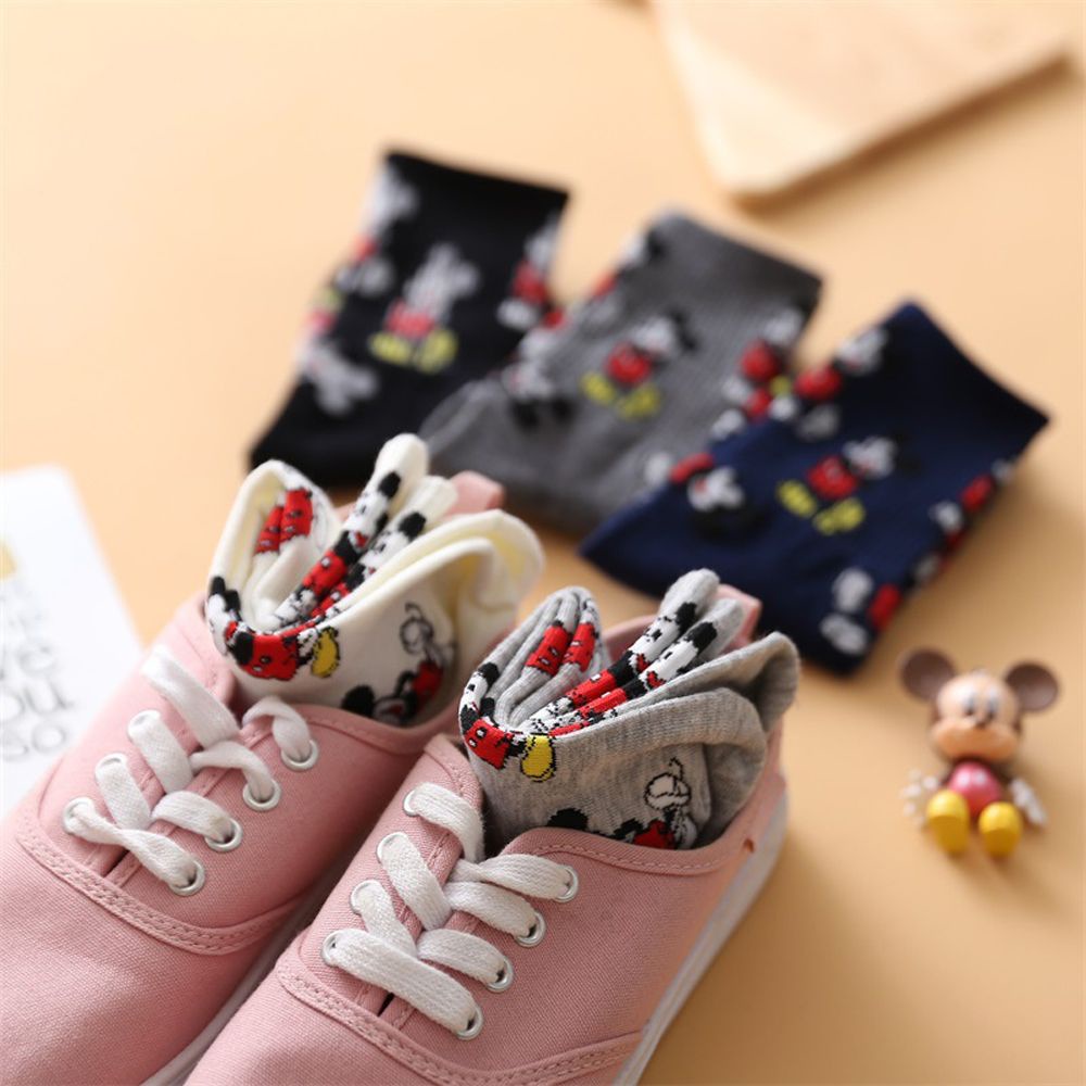 Vớ cotton in hình chuột Mickey phong cách Harajuku Anime Nhật Bản thanh lịch thời trang thu đông thoáng khí cho nữ