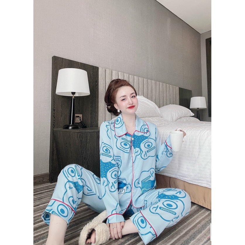 Đồ bộ nữ pijama SOJUN Quần Dài Tay dài Lụa Mango Cao Cấp 40-60kg